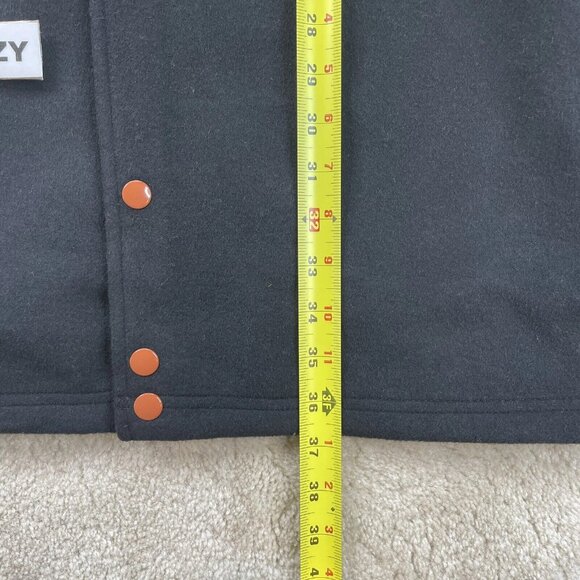 PUMA SIGNATURE Varsity P Patch Long JACKET Snap Button Wool Blend Coat Black - Picture 9 of 13